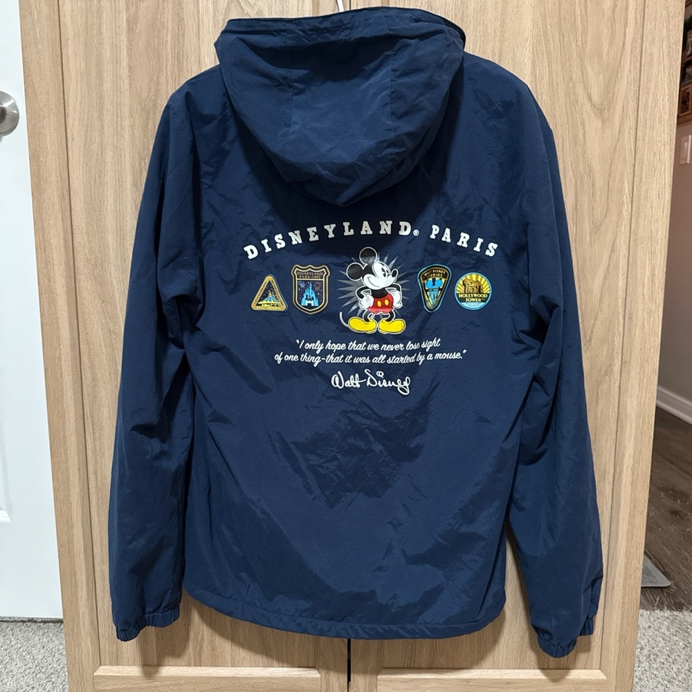 Disneyland Paris navy blue fleece lined windbreaker jacket